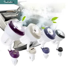 Tonlinker 1pcs Car Humidifier Air Purifier Freshener 50ML Essential Oil Diffuser DC 12V Mist Maker Fogger with USB Hub Charger