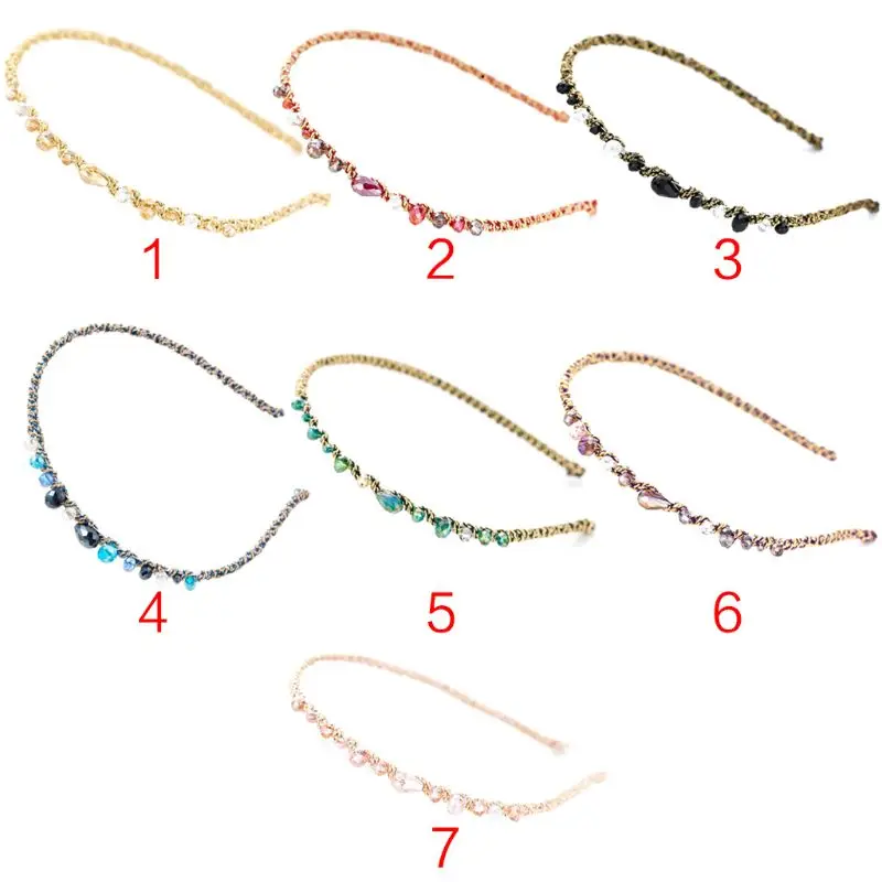 

Girl KoreanStyle Luxury Glitter Rhinestone Headband ContrastColored IrregularFaux Crystal Jewel HairHoop Metallic Hair Ornaments