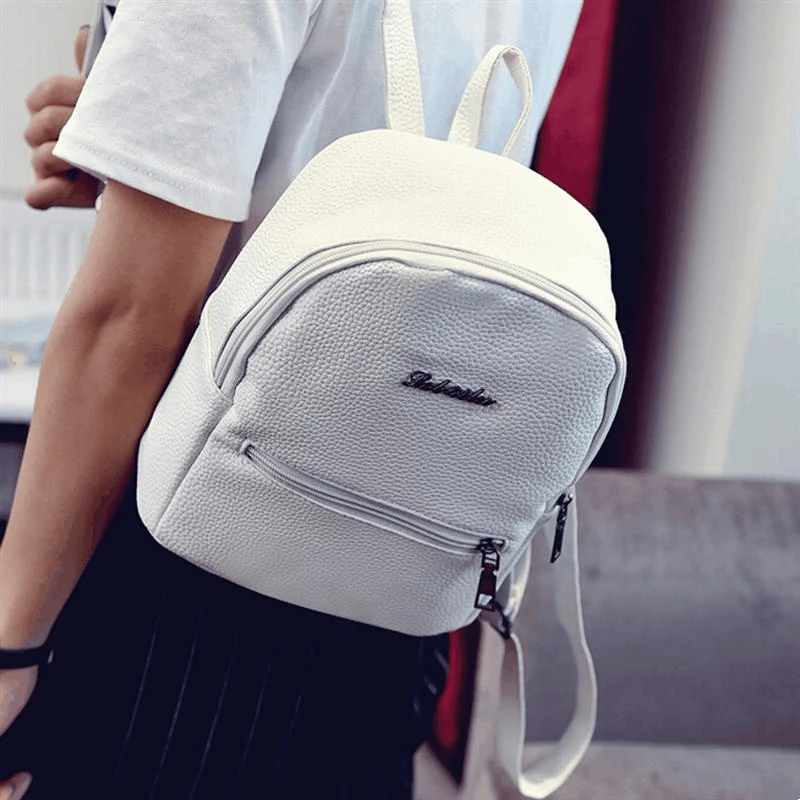 

2018 New Women Leather Backpack Solid School Bags For Teenage Girls Fashion Female Backpack School BackpacksMochila Feminina