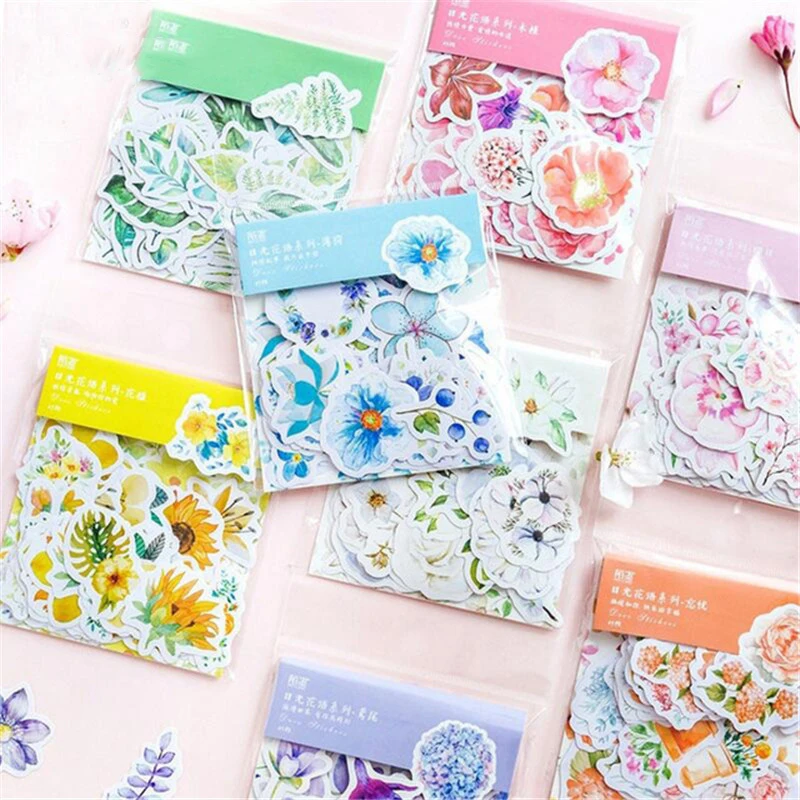 

45 Pcs/ Bag Cute Sakura Flower Plants leafs Mini Paper Sticker Decoration Diy Diary Scrapbooking Seal Sticker