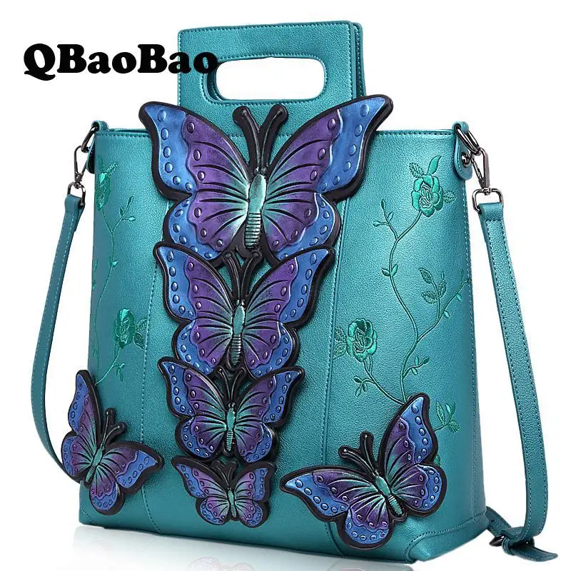 

New 2017 Embroidered Butterfly Women Bag Tote Vintage Shoulder Crossbody Bags For Women Fashion Female Handbag