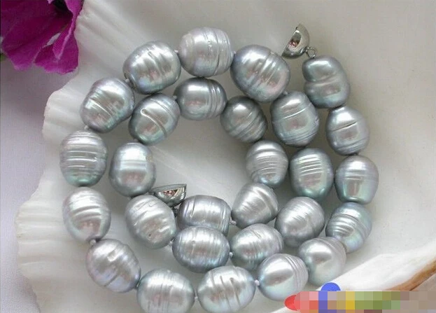 

Wholesale FREE SHIPPING >>> p2704 17" 16mm gray rice freshwater cultured pearl necklace