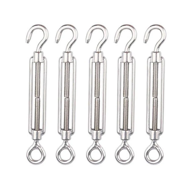 

Durability 10pcs M5 Stainless steel Strong Turnbuckle Strainer M5 Hook Eye Wire Tension Tensioner hooks tighten taut rope Hooks