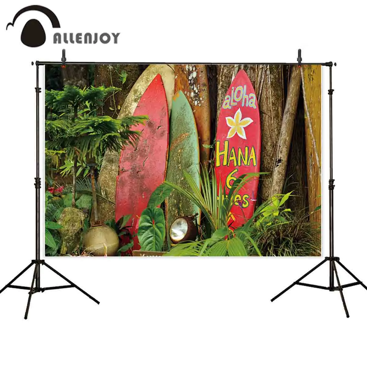 

Allenjoy background for photo studio Hawaii aloha surfboard tropical jungle summer backdrop photocall photobooth nature