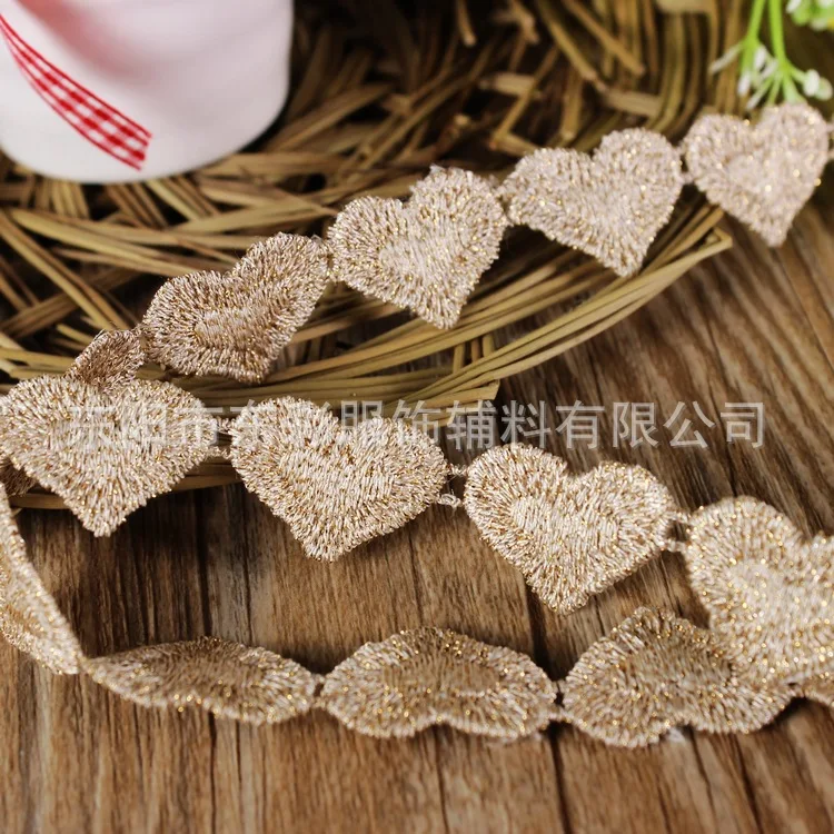 

5 Yards Vintage wedding decoration heart design cotton lace trim marriage supply diy craft accessory