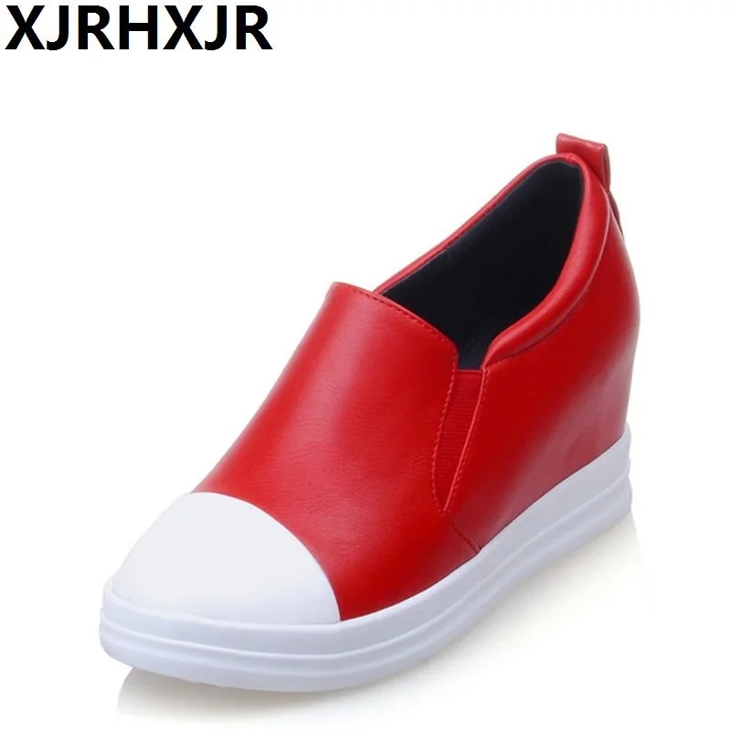 

XJEHXJR Size 32-43 Large Shoes Woman Fashion New Spring Casual Shoes Loafers Platform Wedges Heels Female Dress Shoes Black Red