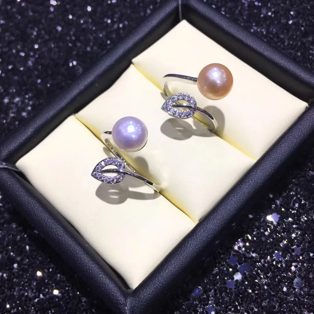 

Ring Mount Pearl Accessories Open Ring 925 Silver Jewelry for Women Girl Wedding Rings Adjustable Knuckle Finger Jewelry Xmas