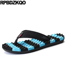 Повседневные летние шлепанцы известного бренда на платформе; цвет синий; шлепанцы на плоской подошве; пляжные сандалии; Мужская обувь из сетчатого материала; большие размеры