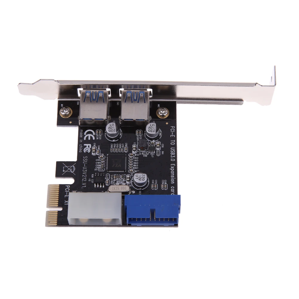 USB 3 0 PCI E карта расширения внешний 2 порта + внутренний 19pin разъем питания|pcie card|pcie