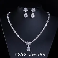 Роскошные свадебные аксессуары белого золота сверкающий кубический цирконий кристалл набор украшений для подружек невесты свадебный подарок T120