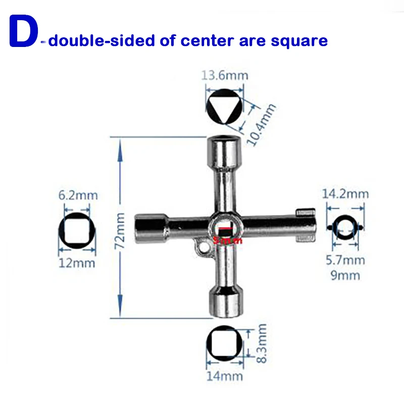 Многофункциональные гаечные ключи 4 способа Универсальный треугольный ключ водопроводчик ключи треугольник для электрический счетчик газа шкаф радиаторы - Цвет: D-Double Sides