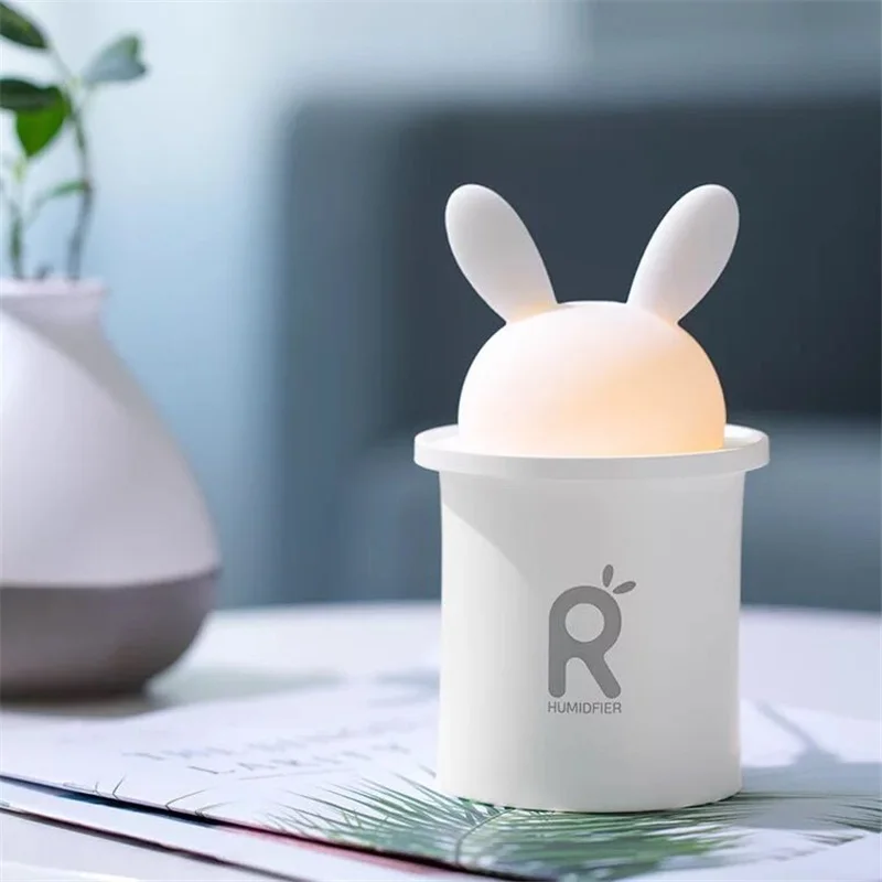 

250ML White Rabbit Mini USB Humidifier Ultrasonic Aromatherapy Essential Oil Diffuser Mist Maker for Home withLight AirDiffuser