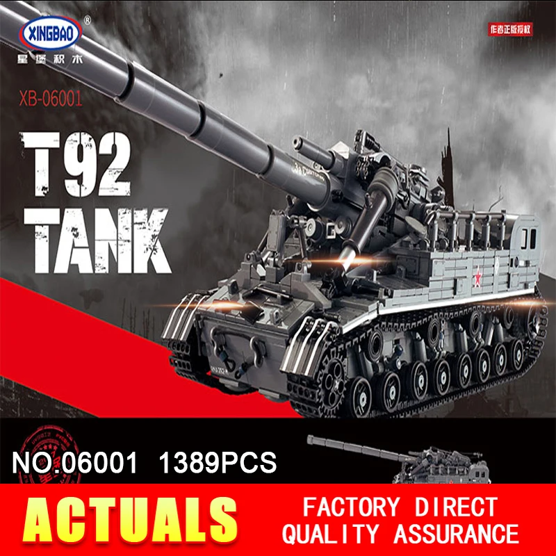 

XingBao 06001 1389Pcs Creative MOC Military Series The T92 Tank Set Children Education Building Blocks Bricks Toys Model Gift