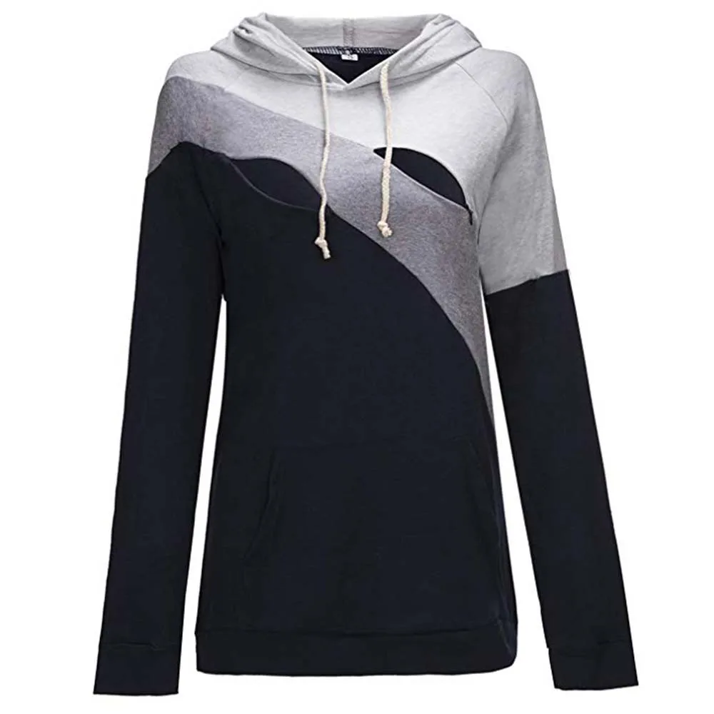 

2019 New Autumn Women Pregnant Maternity Nursing Sweatshirt High-Necked Slanted Zipped And Long Sleeves Hooded Breastfeeding Top