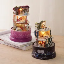 Миниатюрная Музыкальная Шкатулка кукольные домики DIY 3D Деревянный кукольный домик Миниатюрный Кукольный домик мебель набор игрушек для детей подарки на день рождения