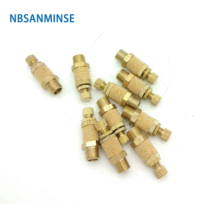 

10Pcs/lot B 1/8" Type Exhaust Muffler Throttle Valve,Pneumatic Silencer,air muffler,sintered copper, brass made, NBSANMINSE