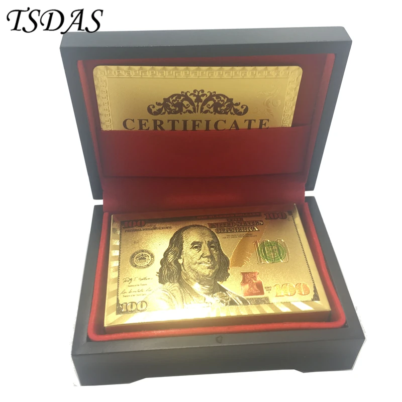Buy Gold Poker Cards Gold Plated USD 100 Dollar, Fancy