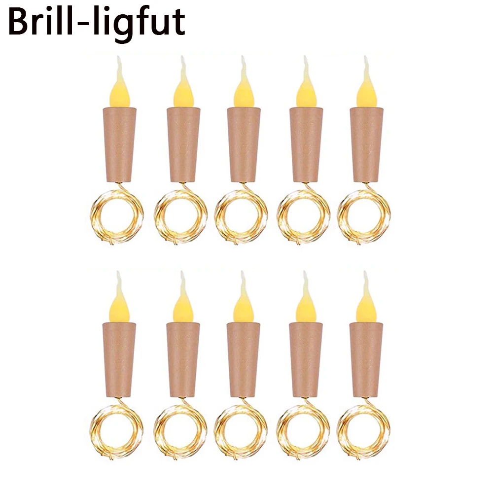 

10Pcs/lot 1M 2M Wine Bottle Lamp candle night light Starry String Light For Party Halloween Wedding Decor(Battery included)