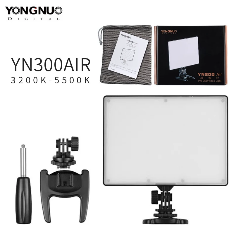 

YONGNUO YN300 Air Ultra Thin CRI 95+ Led Video Light Panel 3200-5500K Color Temperature 2000LM for Canon Nikon Sony Cameras