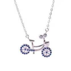 2018 новый 100% стерлингового серебра 925 AAA циркон велосипед ожерелье моды Романтический любителей велосипедов ожерелье для женщин ювелирные