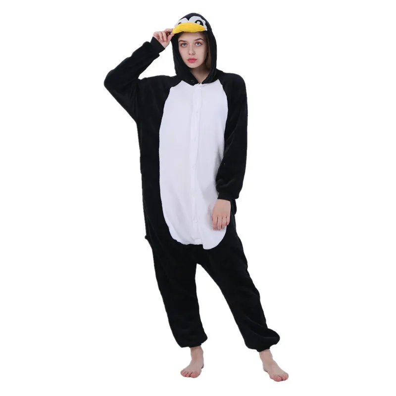 Дропшиппинг для взрослых Высокое качество Черный Пингвин кигуруми комбинезоны пижамы животных аниме мультфильм пижамы костюмы для косплея