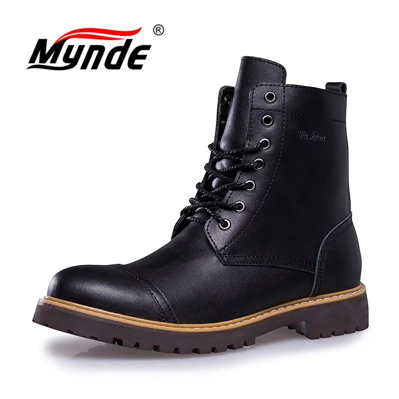

Mynde Brand Waterproof Winter Warm Snow Boots Men Cow Split Leather Men's boots Motorcycle Ankle Fashion Men shoes Size 38-46