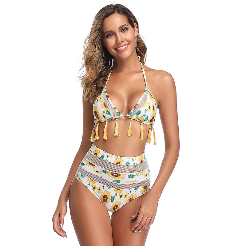 

Sexy Women Swimsuit Push Up Bikini Set High Waist Tassel mesh Bathing Suit Brazilian Bikini Maillot De Bain Hot Beachwear