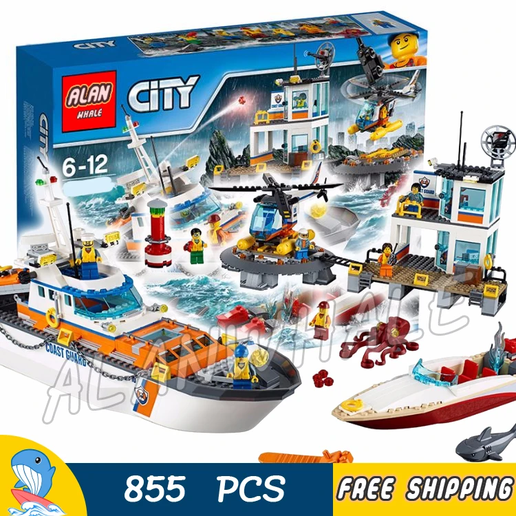 

City Coast Guard Head Quarters Ship Helicopter Boat 10755 Model Building Blocks Children Toys Bricks Compatible With legos