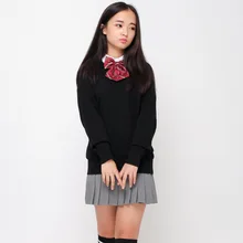 JK по низкой цене с милым рисунком свежего Для женщин с длинными рукавами пуловер с вырезом в виде буквы V свитер мульти сплошной цвет хлопок вязаный K-ON аниме одежда, сшитая на заказ