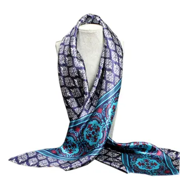 

New style women satin printed square scarf polyester silk satin square scarves Headscarf