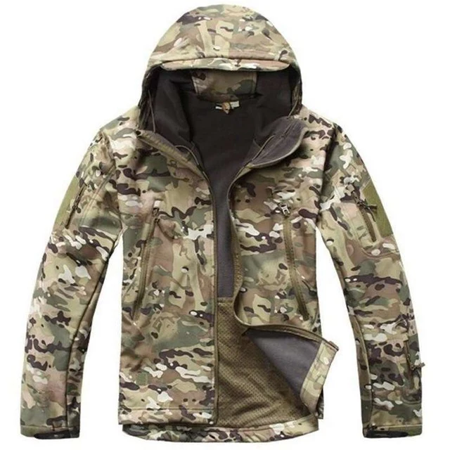 Софтшелл тактические костюмы Мужская Уличная походная одежда военная тактическая куртка уличная камуфляжная охотничья флисовая куртка с капюшоном - Цвет: multicam jacket