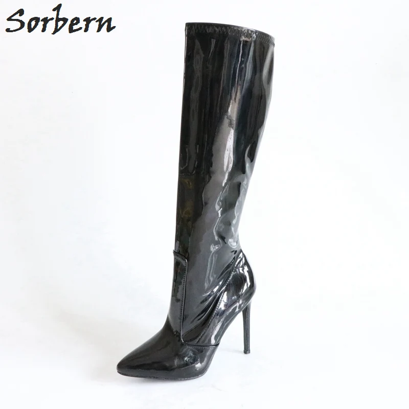 knee high boots shiny