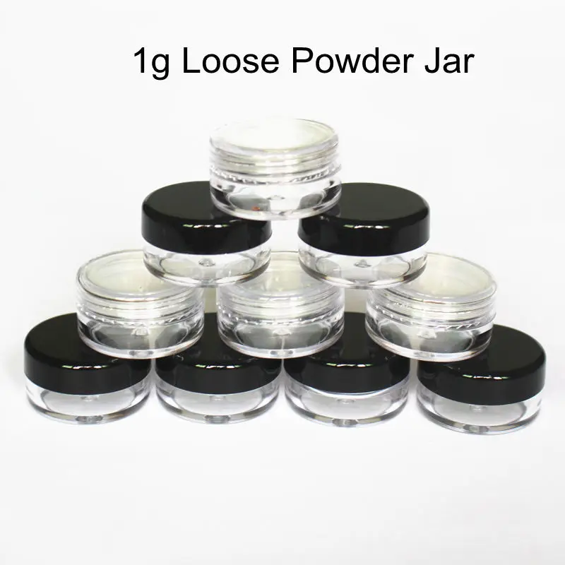 

6pcs/Pack 1g/1ml Empty Loose Powder Container Plastic Cosmetic Jar Makeup Case with Sifter Puff Sample Container Cream Jar