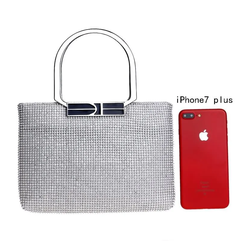 KDROR Large Silver Evening Clutch Bags Front View