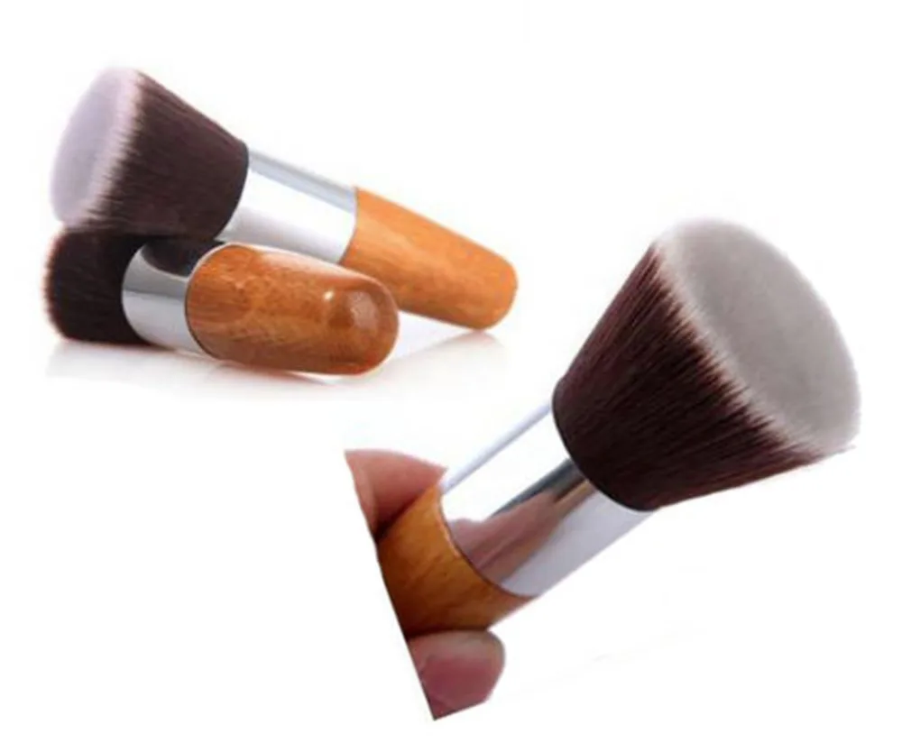 Wood Handle Flat Top Brush Buffer Cosmetic Makeup Brushes Eyeshadow