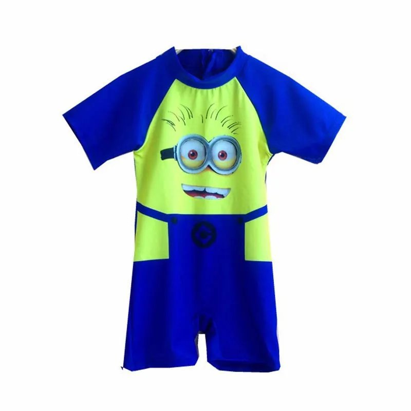 One Pieces Baby boys Bathing Suits Minions Little boys blue Cartoon Swimsuit Children Kids