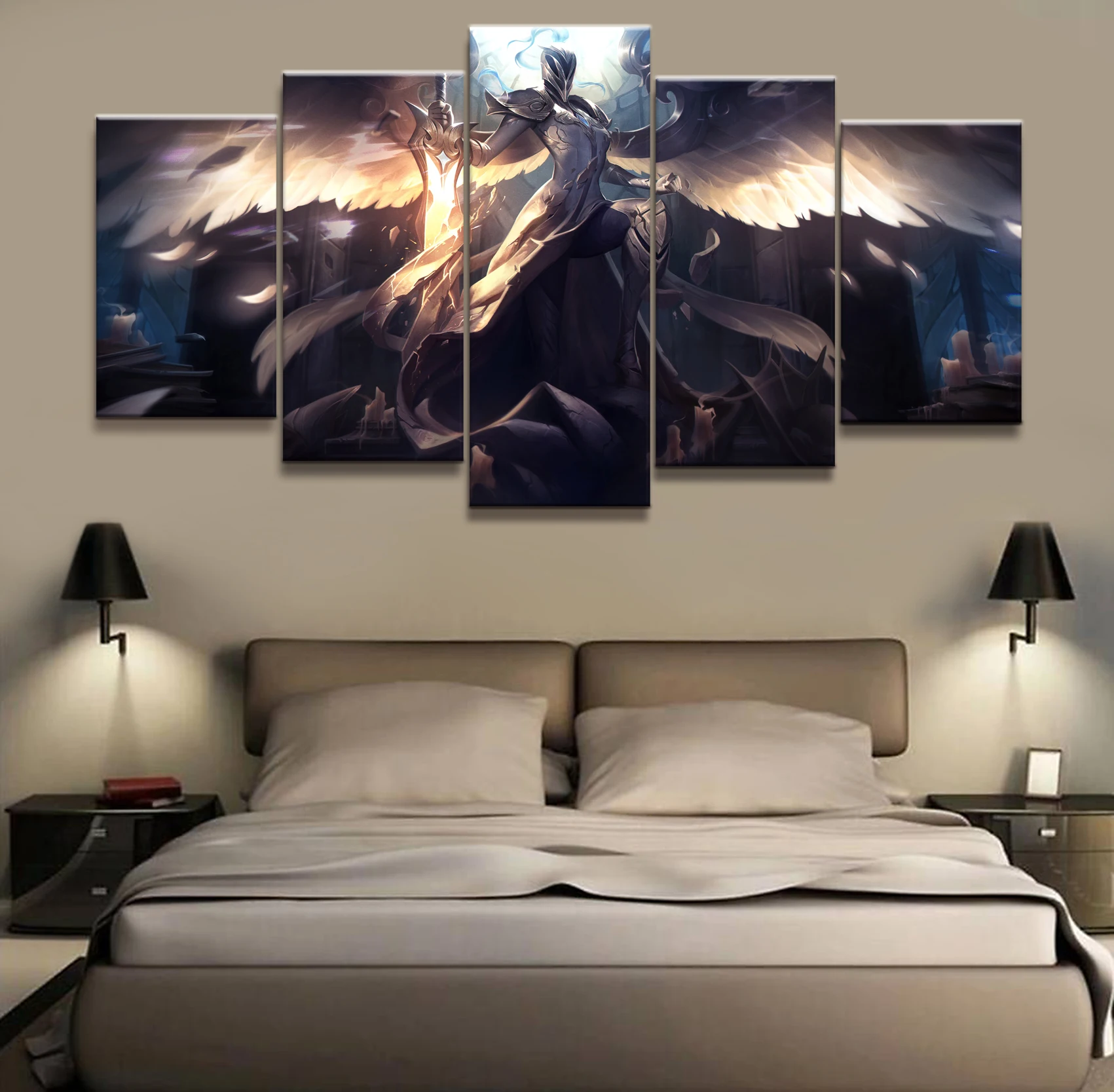 Waliicorners 5 Panel LOL League of Legends Kayle Game Canvas Printed Painting For Living Room Wall Art Decor HD Picture Artworks Poster 7 HTB1BQFKO4jaK1RjSZFAq6zdLFXaQ