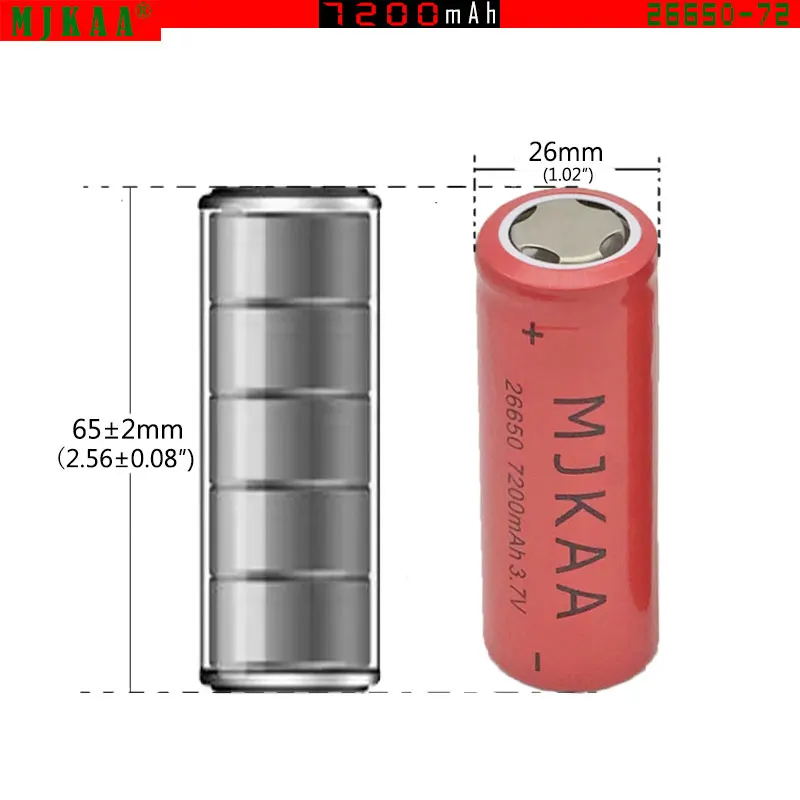 4 шт аккумулятор высокой емкости 26650 7200mAh 3,7 V 26650 литий-ионная аккумуляторная батарея Baterias Bateria red