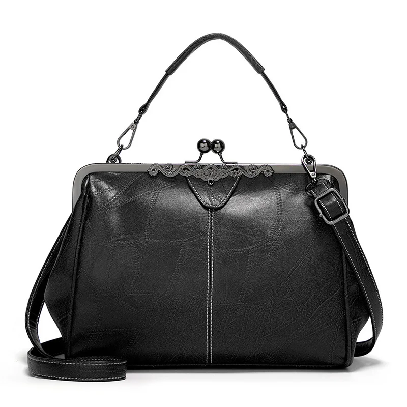 Женский сумка-мессенджер Маленькая женская сумка на плечо для женщин Ретро рамка PU кожаная сумка Женская сумка клатч бренд C262 - Цвет: Black