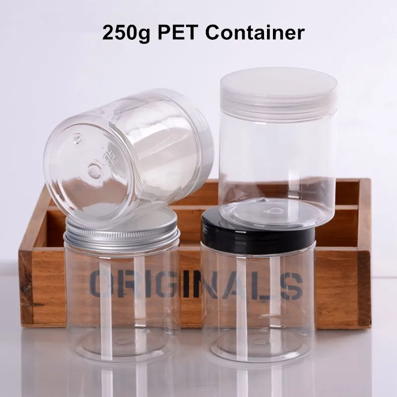 

10 x 250ml Clear/White/Black/Aluminum Plastic Lip Balm Small Sample Cosmetic Jars Container + Cap