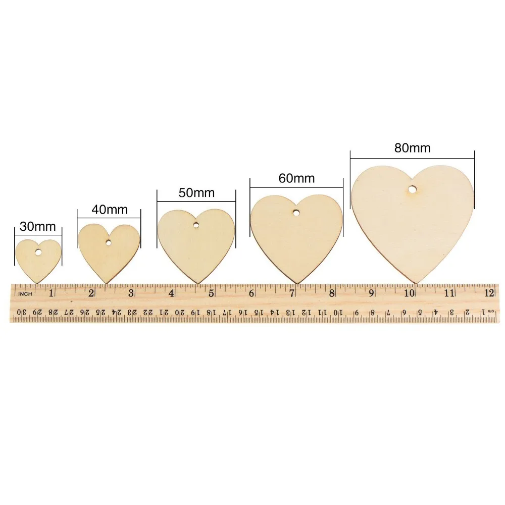 (100pcslot) One hole Unfinished Wooden Heart Key Chain Bulk Cutout Favor Wood Wedding Love Tags ornaments Painted Varnished 05