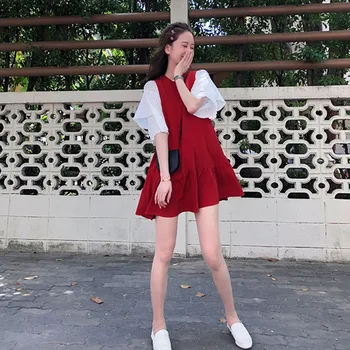 

Summer Fairy 2 Piece Set Women Half Batwing Sleeve O-neck White Tops Mini Dresses Fashion Women Sets Clothes Brief Sets