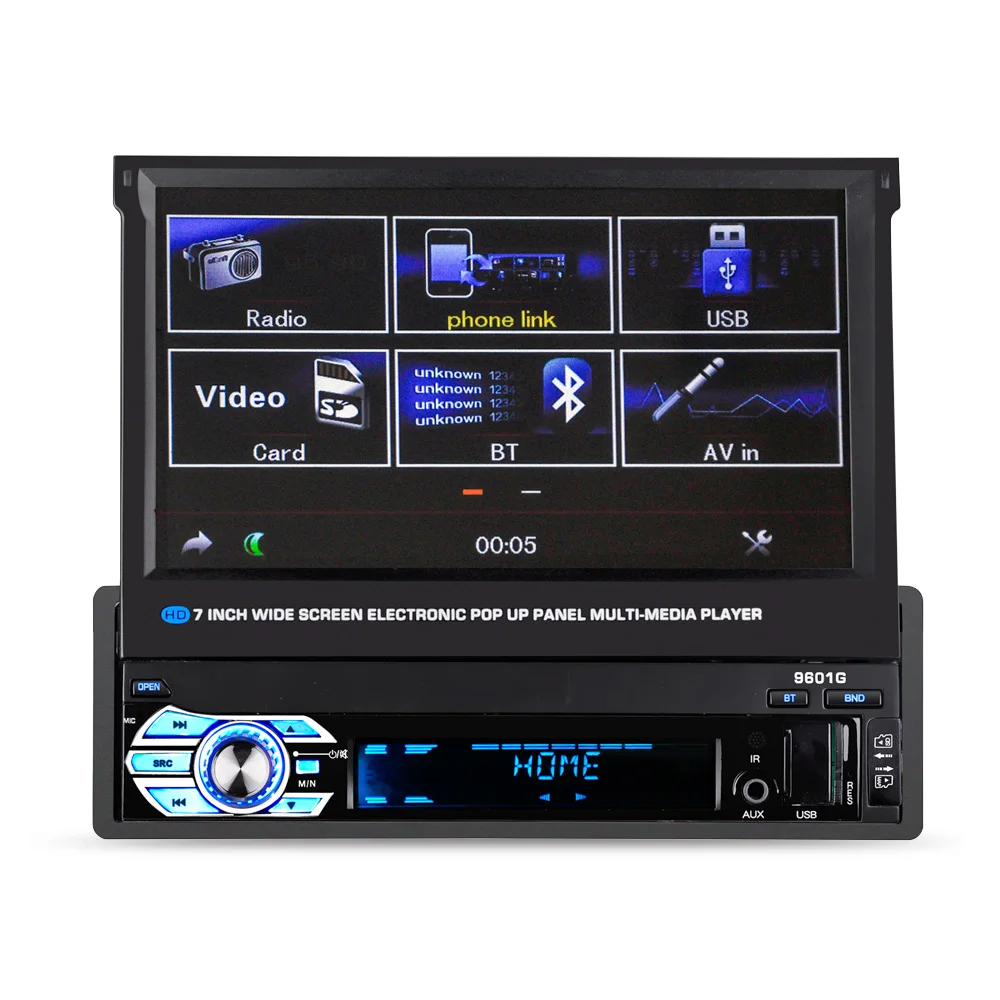 

HD Car Touch Retractable Screen Universal Multimedia 7inch Capacitive Cassette MP5 Player Bluetooth support USB / AUX / SD/FM