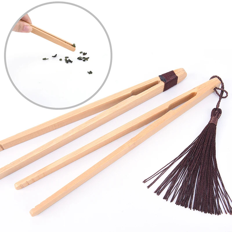 

1PCS New Kitchen Salad Food Toast Bamboo Wooden Tea Tweezer Bacon Tea Clip Tongs