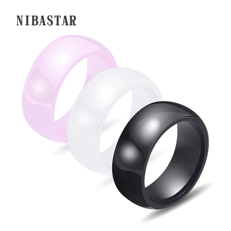 

2018 Hot Sale 3 colour 8mm Polished Ceramic Rings For Men Women Engagement Wedding Rings