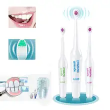 Портативная Новая электрическая Массажная зубная щетка для взрослых 3 сменные головки с батарейками уход за зубами 3 цвета случайный