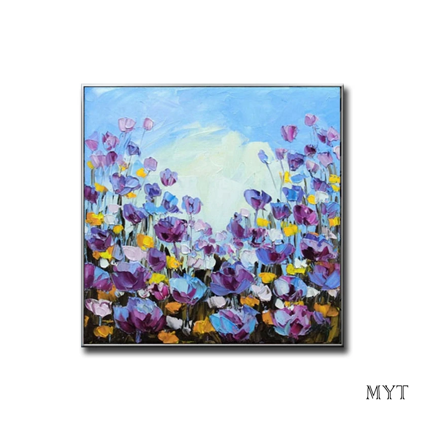 

Abstract Blue Flower Art Oil Painting Unframed Wall Canvas 100% Hand Painted Paintings Artwork Flower Art Wall Decor For Bedroom