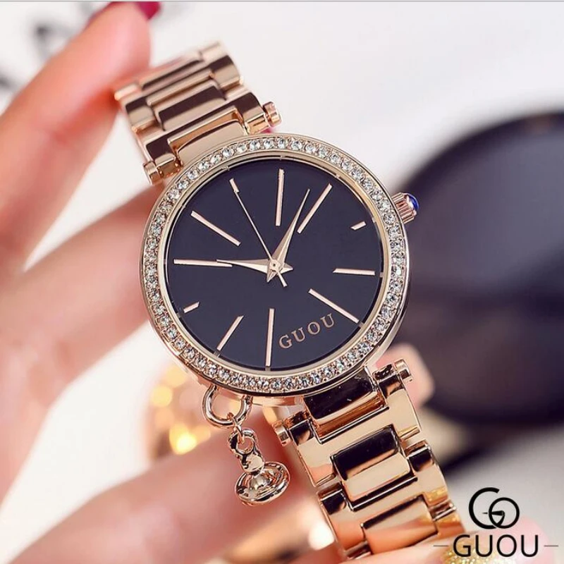 

Relogio Feminino Watch Women Watches GUOU Brand Luxury Diamond Wrist watches Fashion Exquisite Steel Ladies Watch reloj mujer