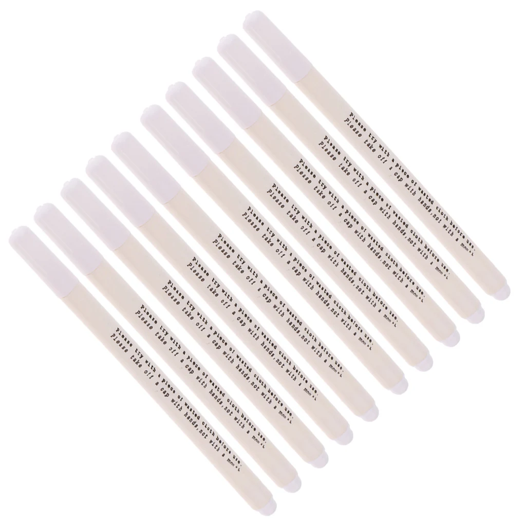 fityle 10Pcs DIY Air Erasable/Water Soluble Pen Temporary Marking for Fabric Cloth White
