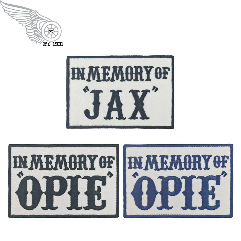 In Memory of JAX Biker Vest Rider Embroidered Iron On Back of Jacket Patch White twill fabric Free Shipping DIY Eco-Friendly(3)